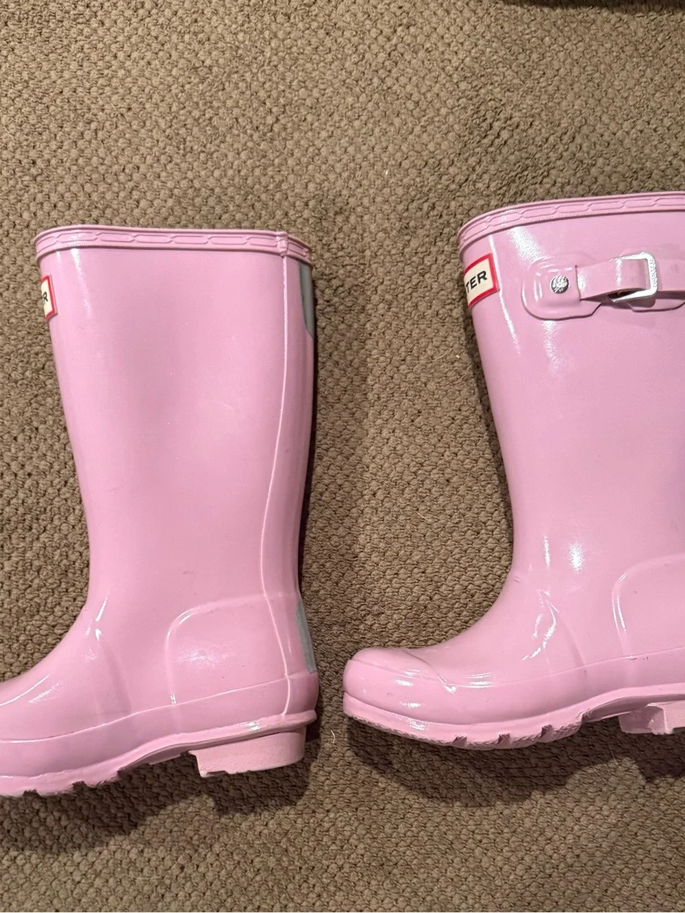 Hunter Kids Pink Glossy Tall Rain Boots